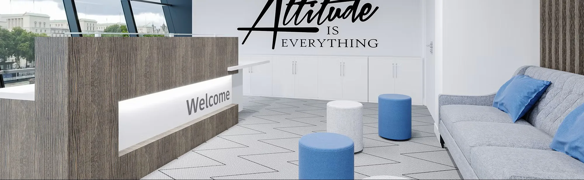 Clarke Rendall Xpression Reception Desk - Presentation Media