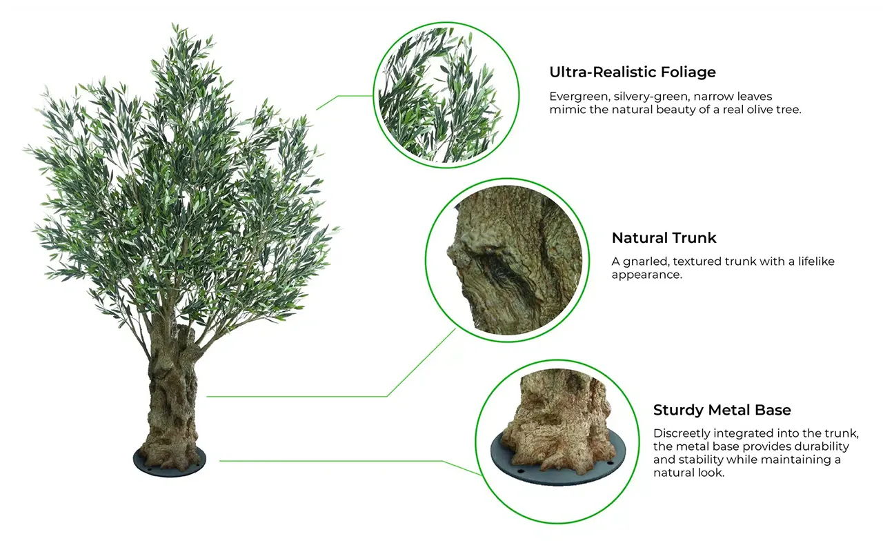 Vistafolia Olea Bella Mature Artificial Olive Tree - Presentation Media
