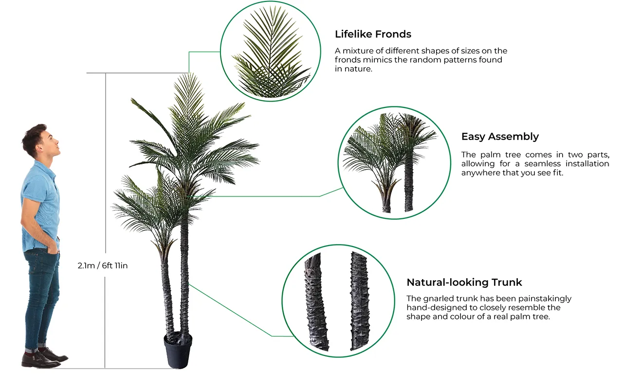 Vistafolia Palma Gemela Artificial Palm Tree - Presentation Media
